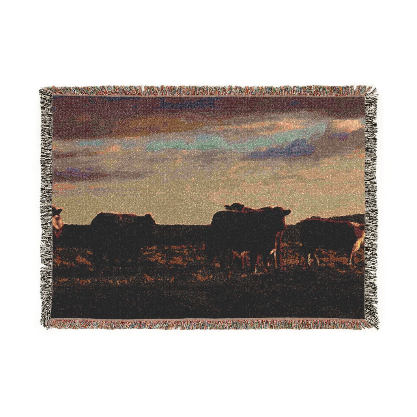 'Evening Cattle' Woven Blanket