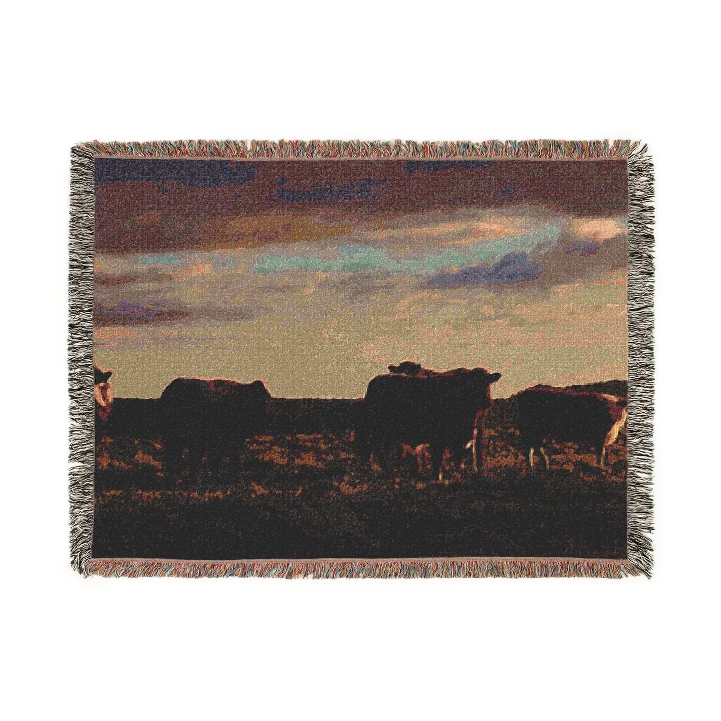 'Evening Cattle' Woven Blanket