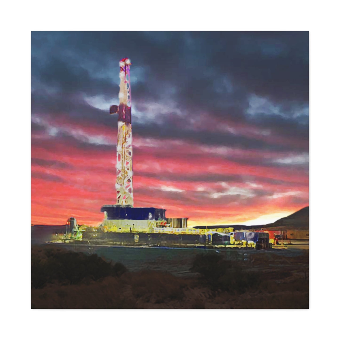 'Goodnight, Drilling Rig' Canvas Gallery Wrap