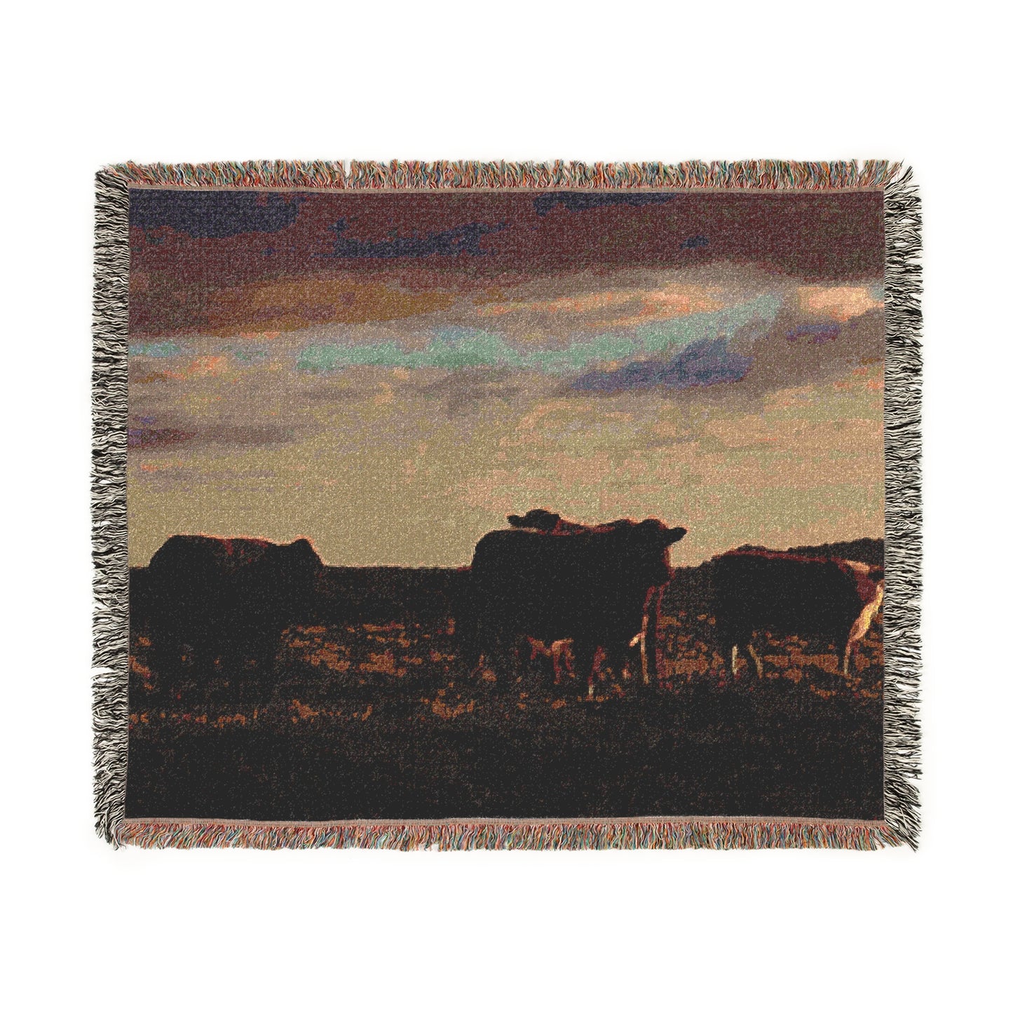'Evening Cattle' Woven Blanket