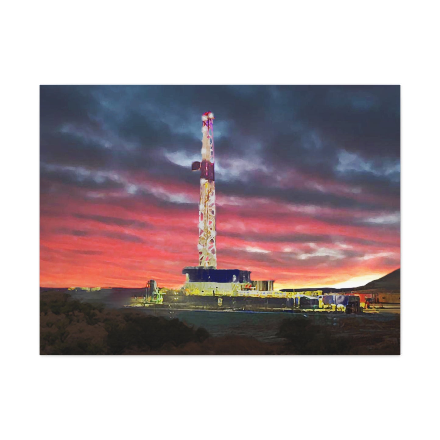 'Goodnight, Drilling Rig' Canvas Gallery Wrap