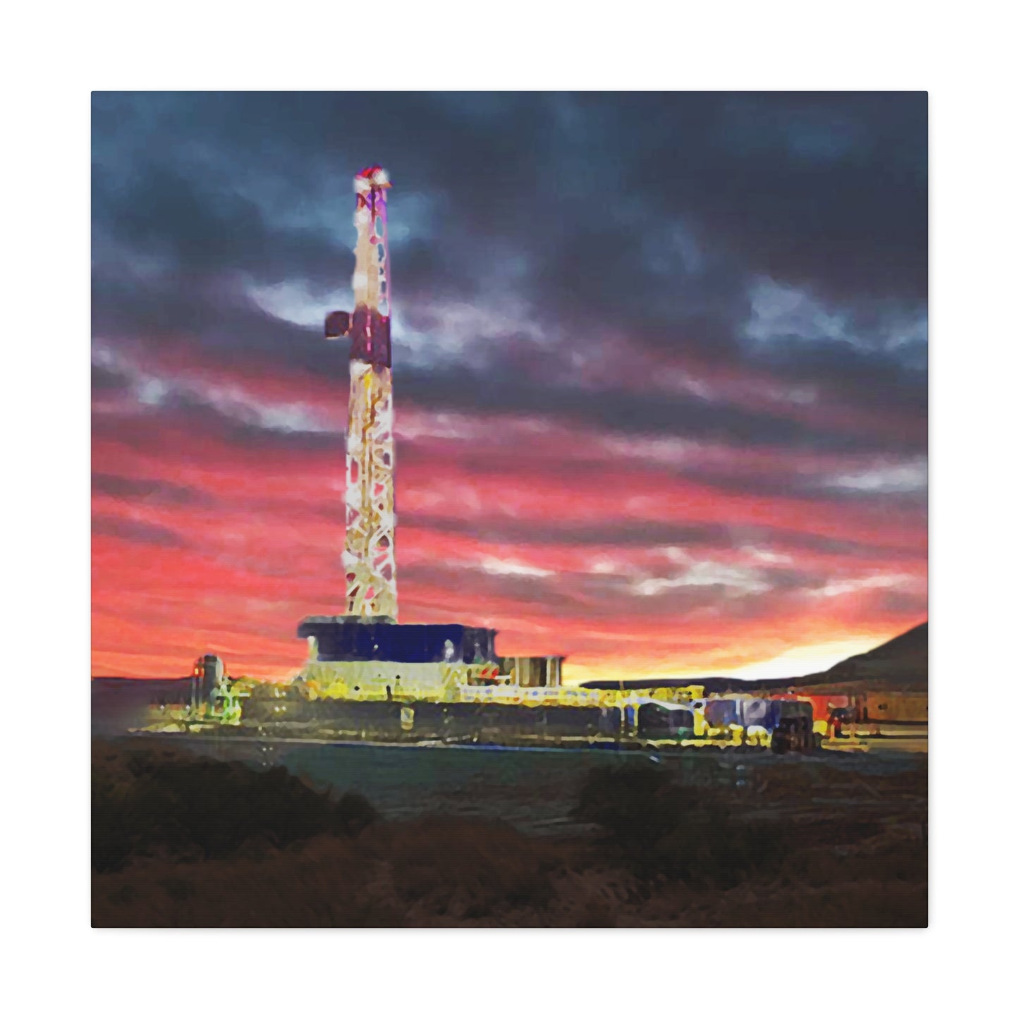 'Goodnight, Drilling Rig' Canvas Gallery Wrap