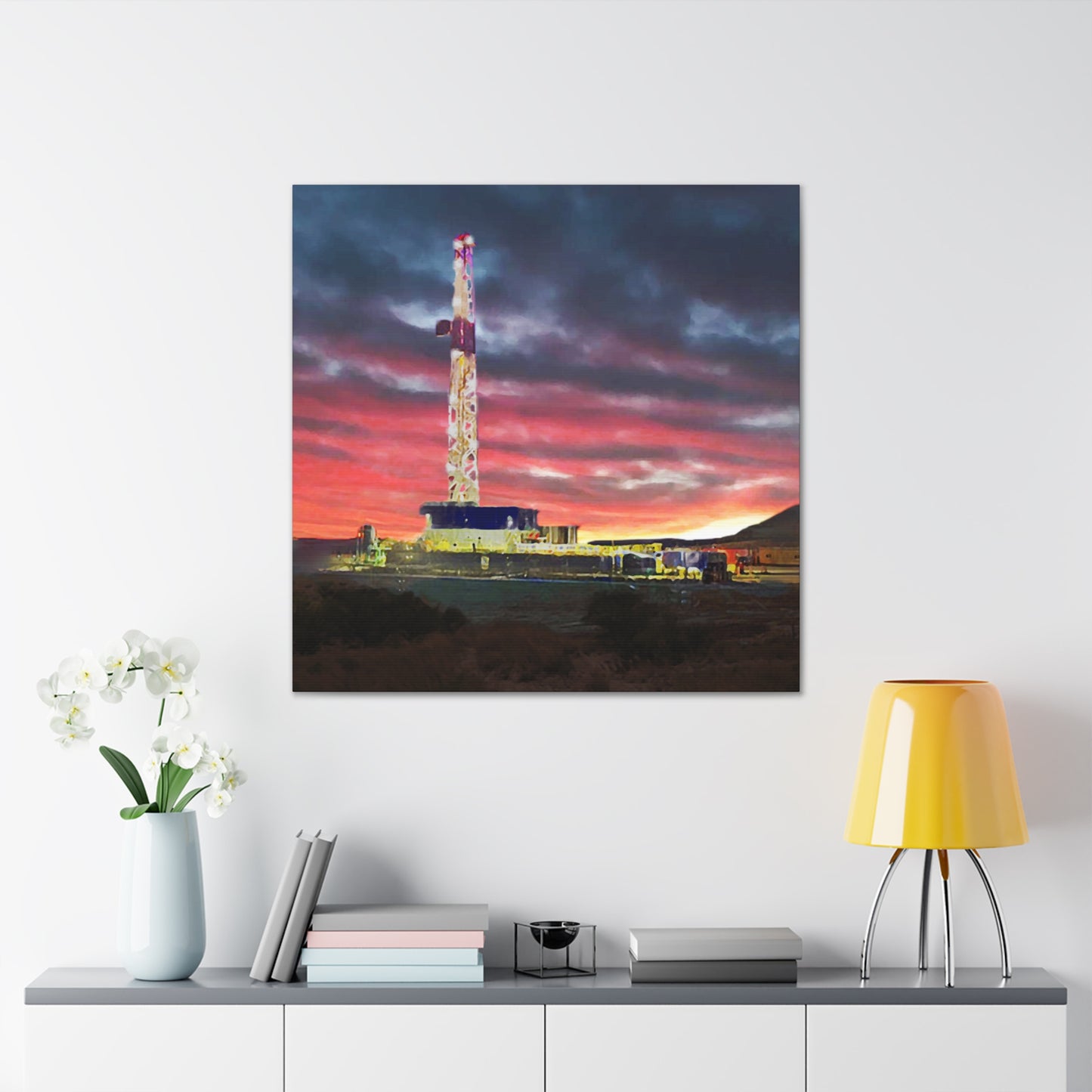 'Goodnight, Drilling Rig' Canvas Gallery Wrap