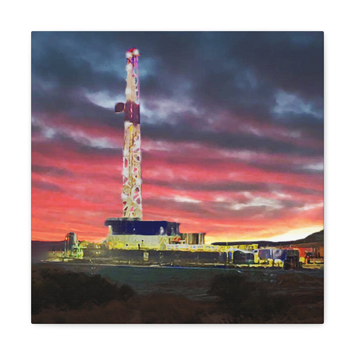 'Goodnight, Drilling Rig' Canvas Gallery Wrap
