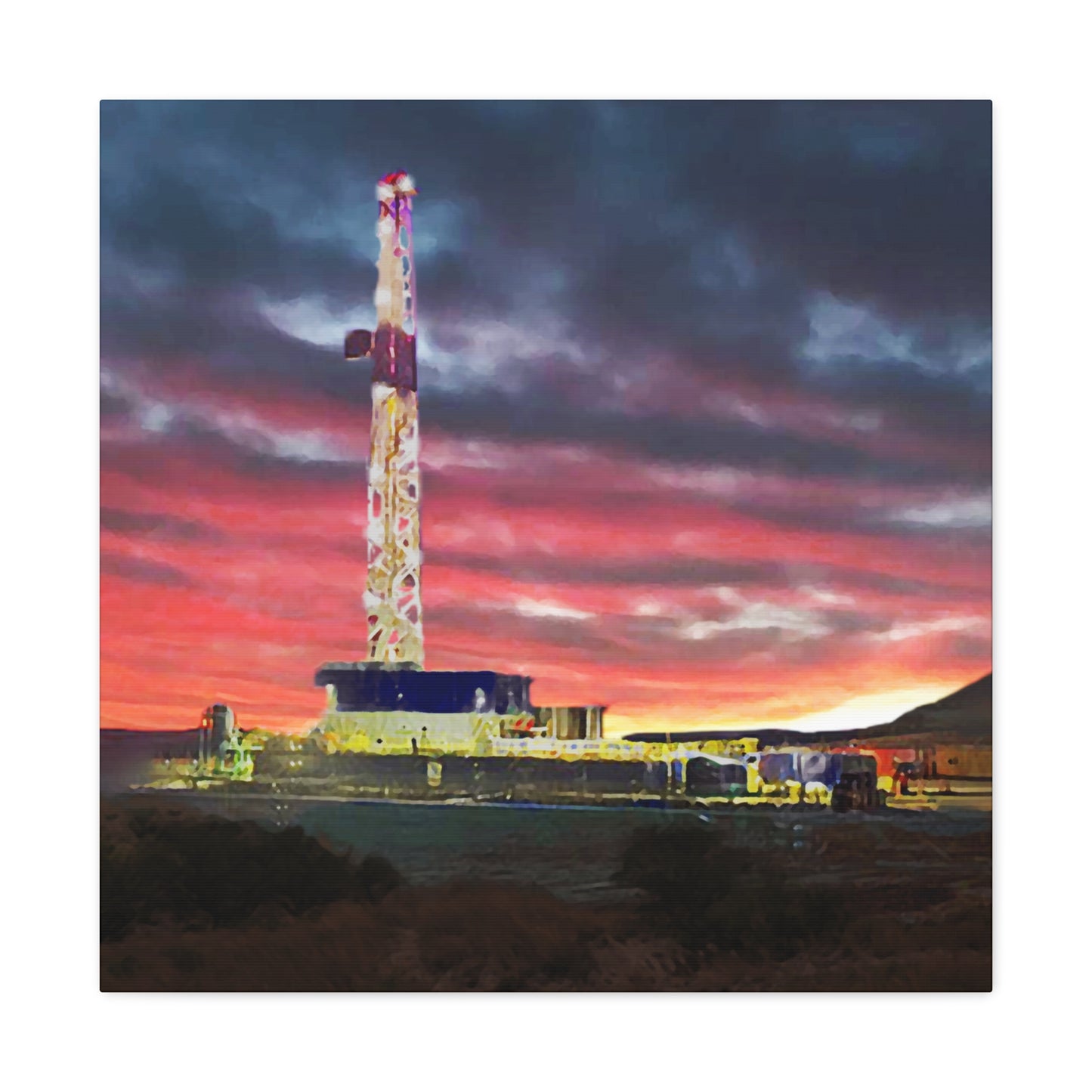 'Goodnight, Drilling Rig' Canvas Gallery Wrap