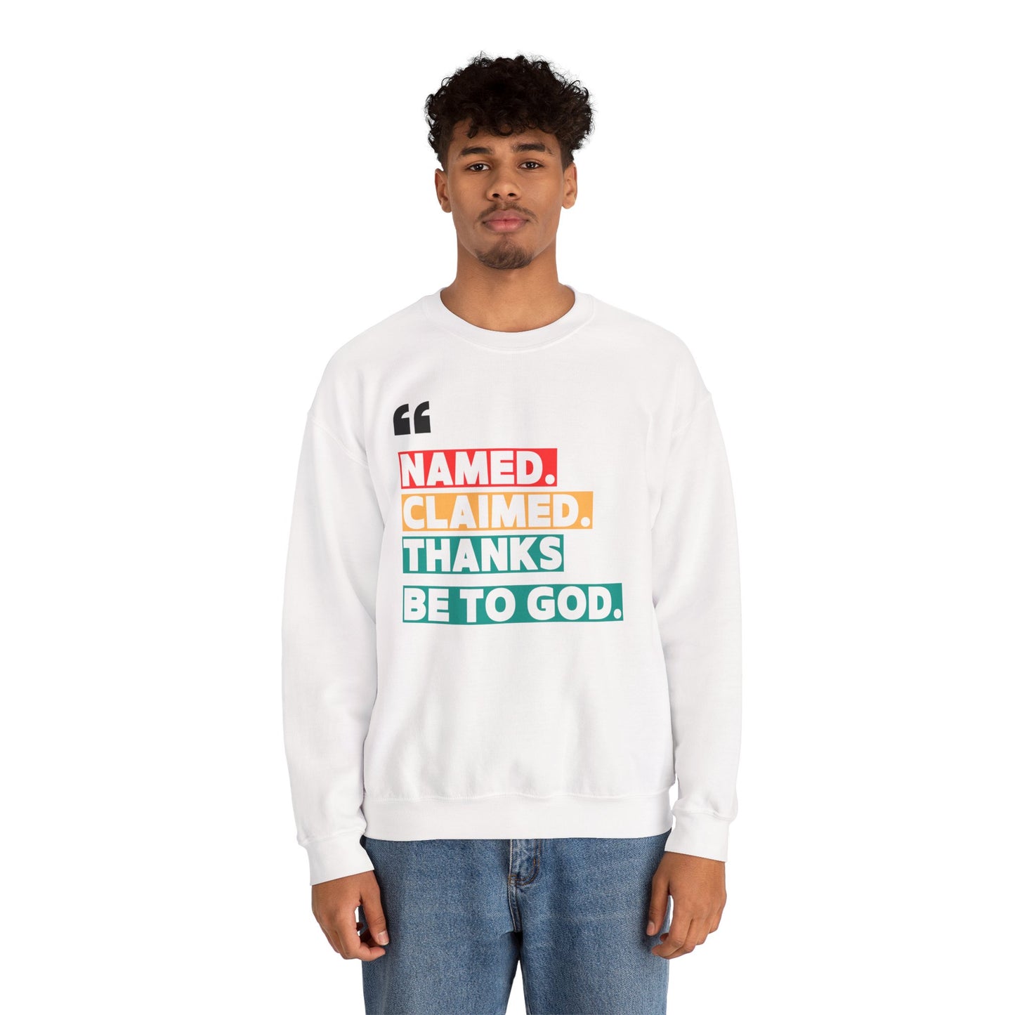 'Named, Claimed' Cozy Adult Sweatshirt