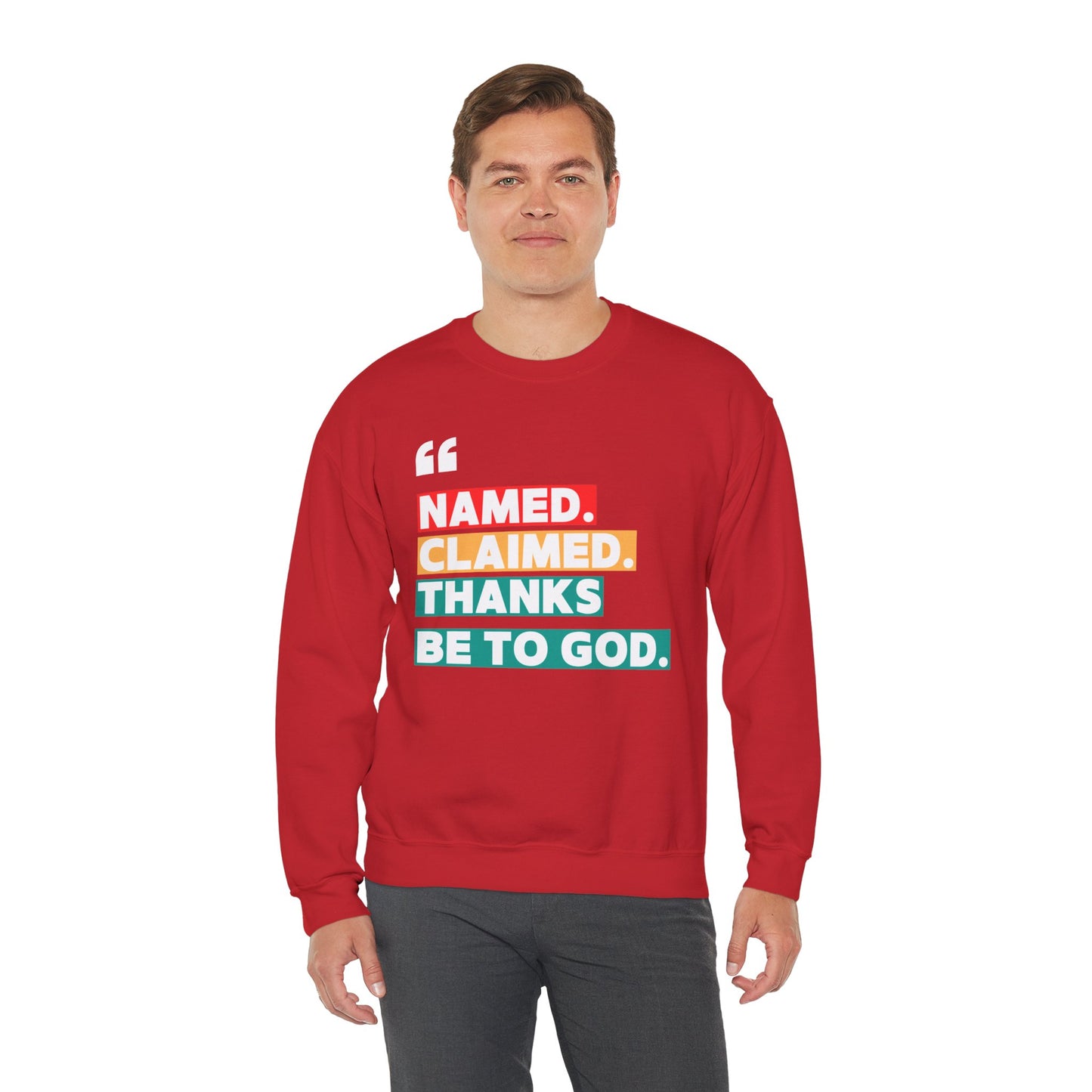 'Named, Claimed' Cozy Adult Sweatshirt