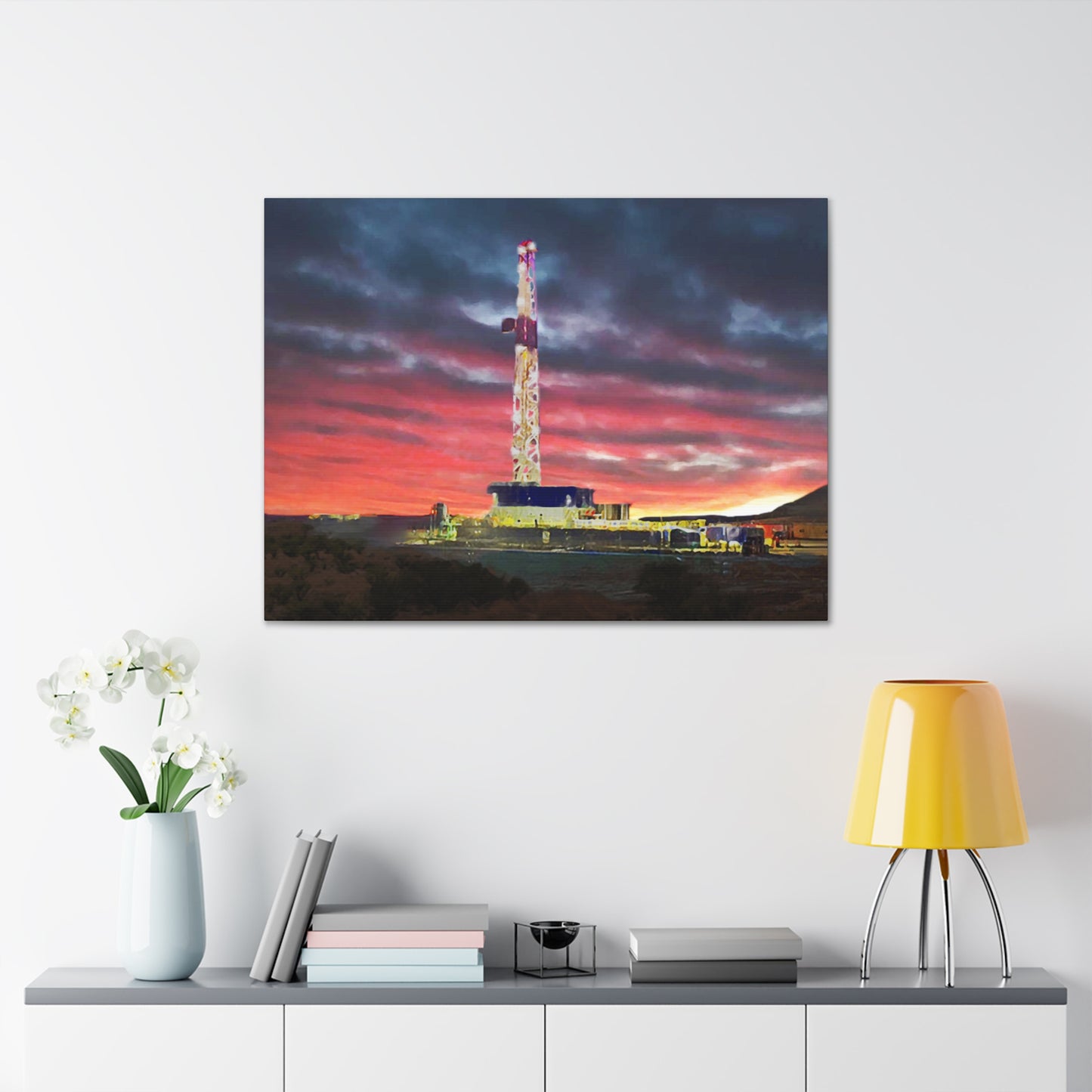 'Goodnight, Drilling Rig' Canvas Gallery Wrap