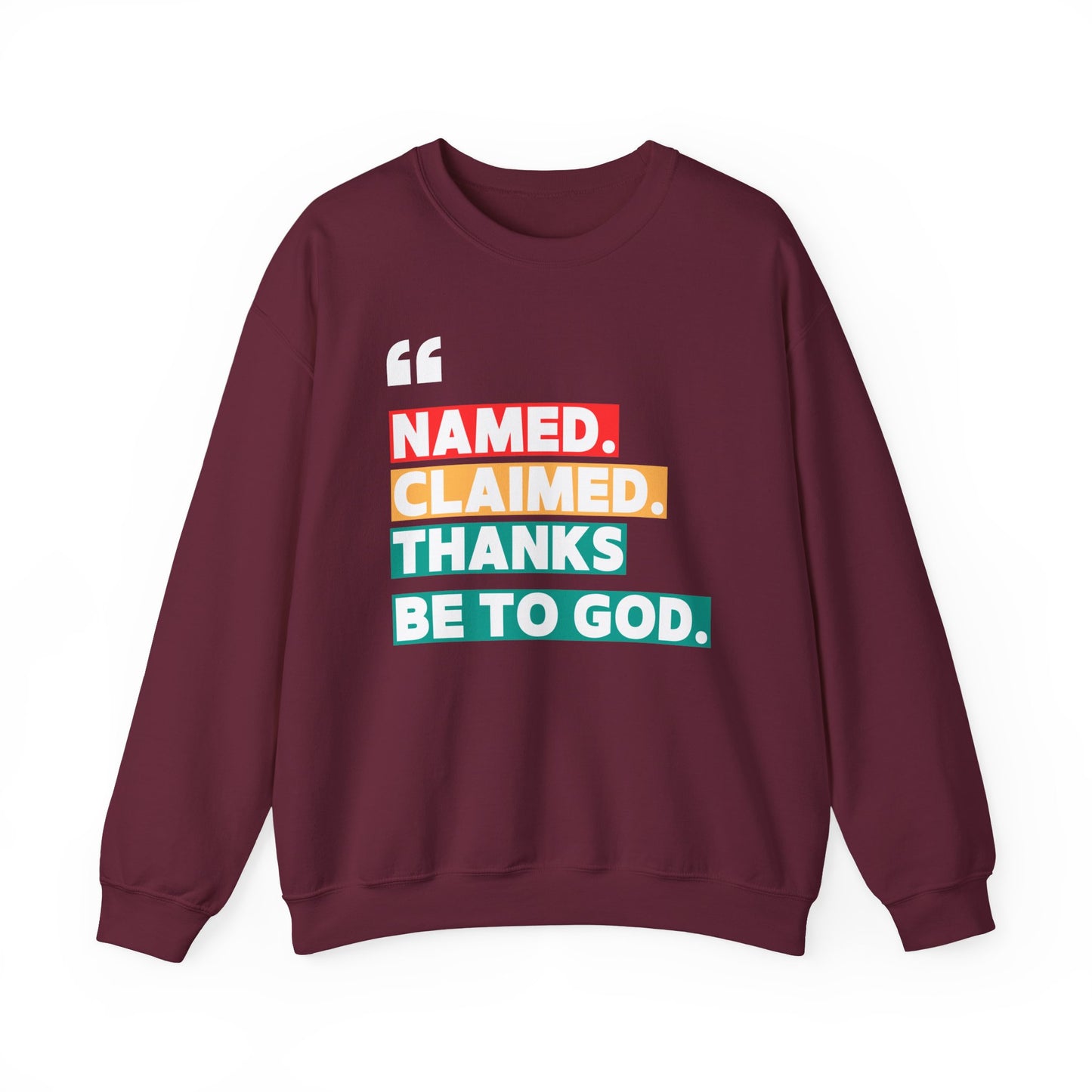 'Named, Claimed' Cozy Adult Sweatshirt