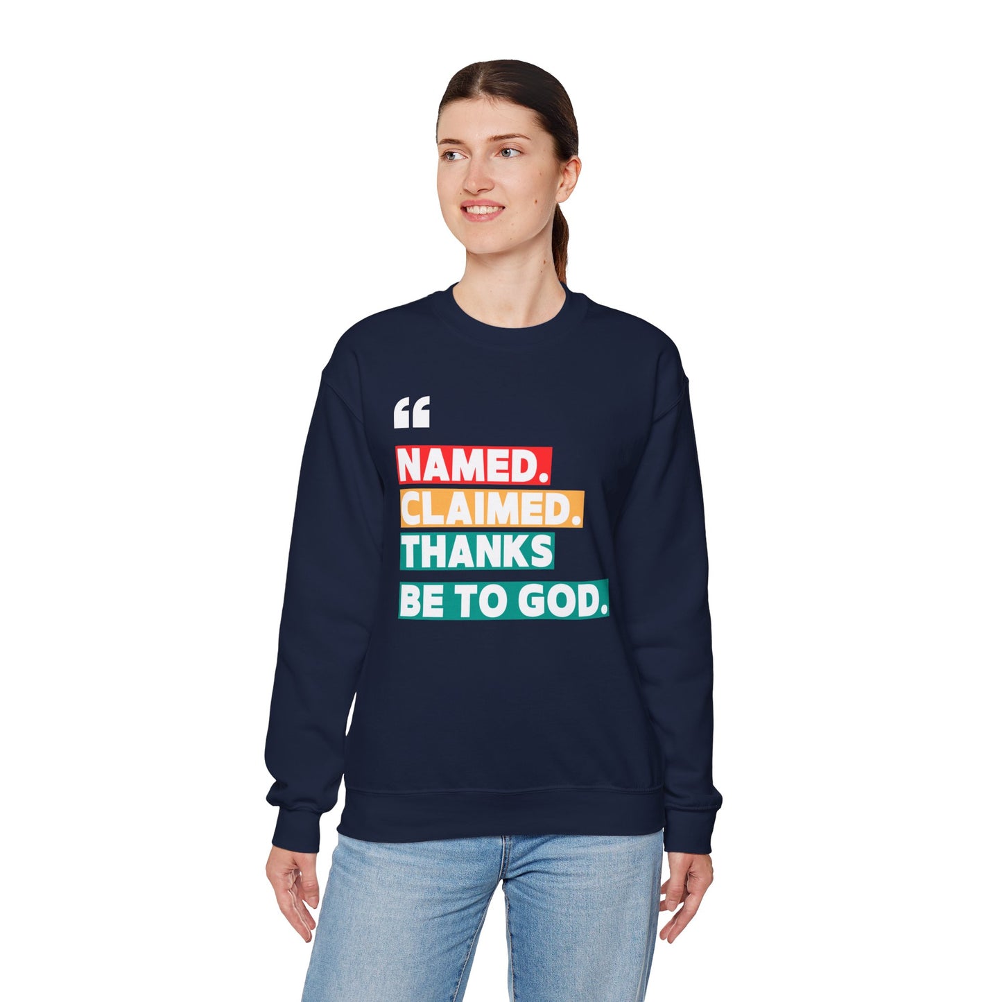 'Named, Claimed' Cozy Adult Sweatshirt