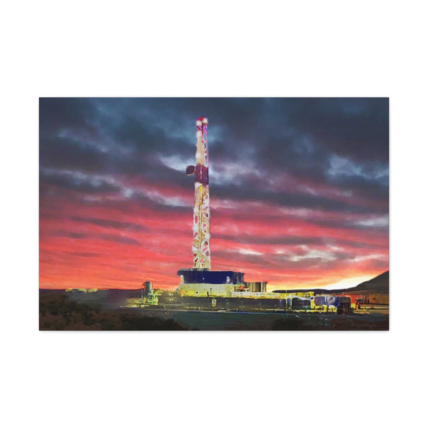 'Goodnight, Drilling Rig' Canvas Gallery Wrap