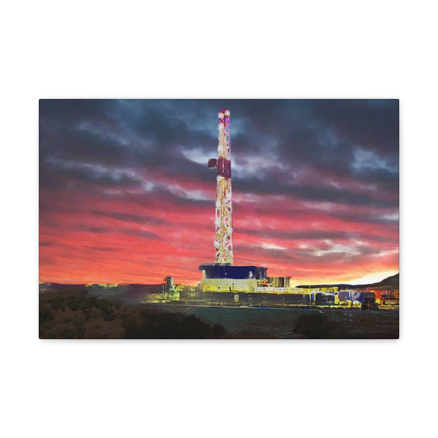 'Goodnight, Drilling Rig' Canvas Gallery Wrap