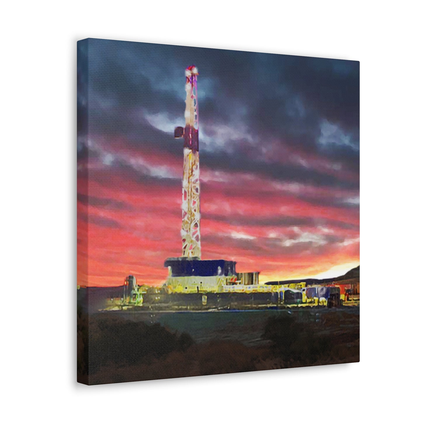 'Goodnight, Drilling Rig' Canvas Gallery Wrap