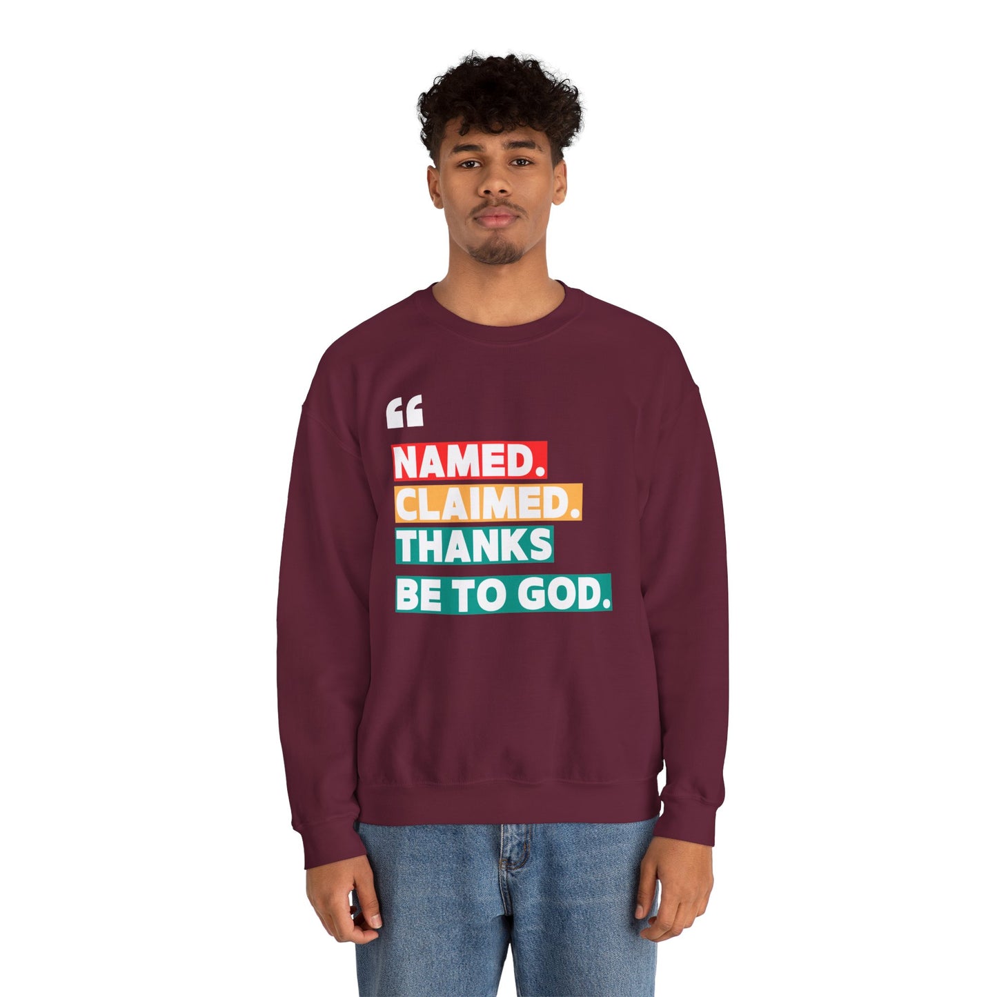 'Named, Claimed' Cozy Adult Sweatshirt