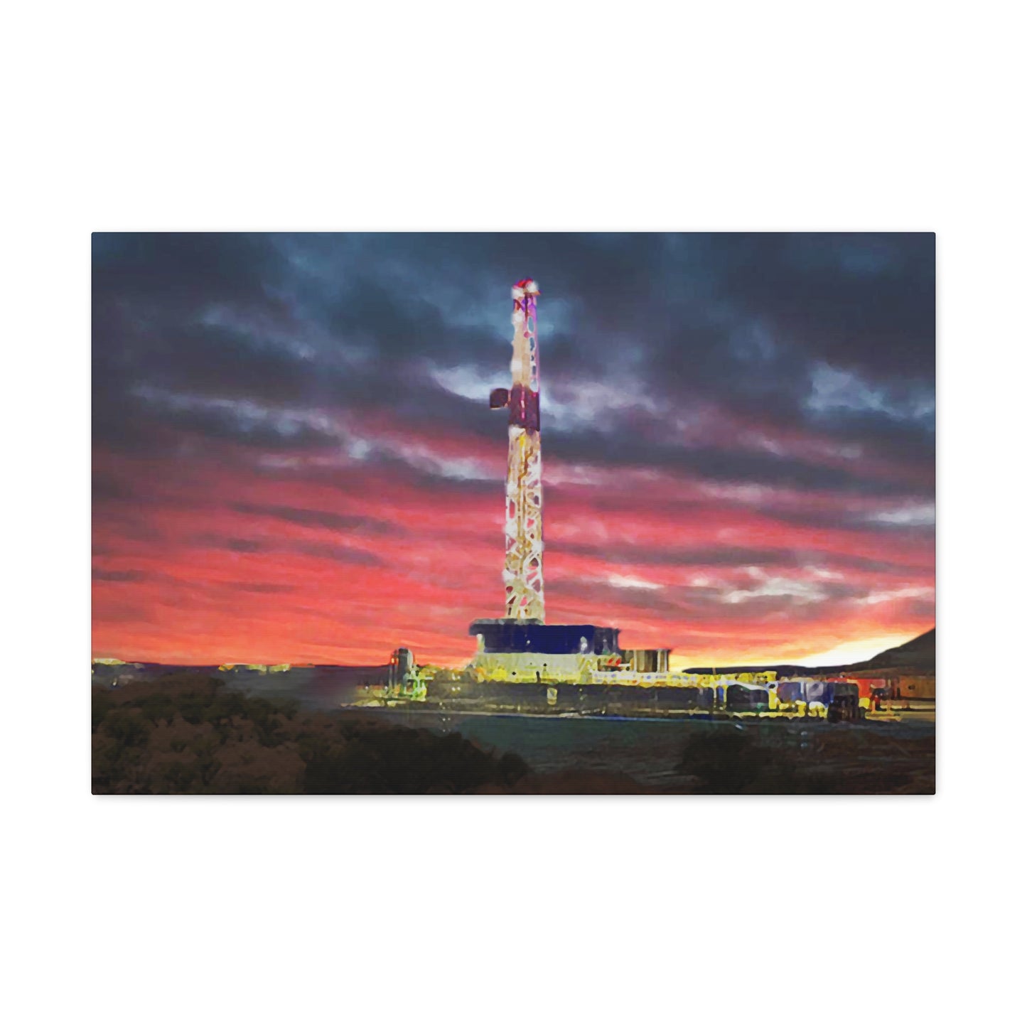 'Goodnight, Drilling Rig' Canvas Gallery Wrap