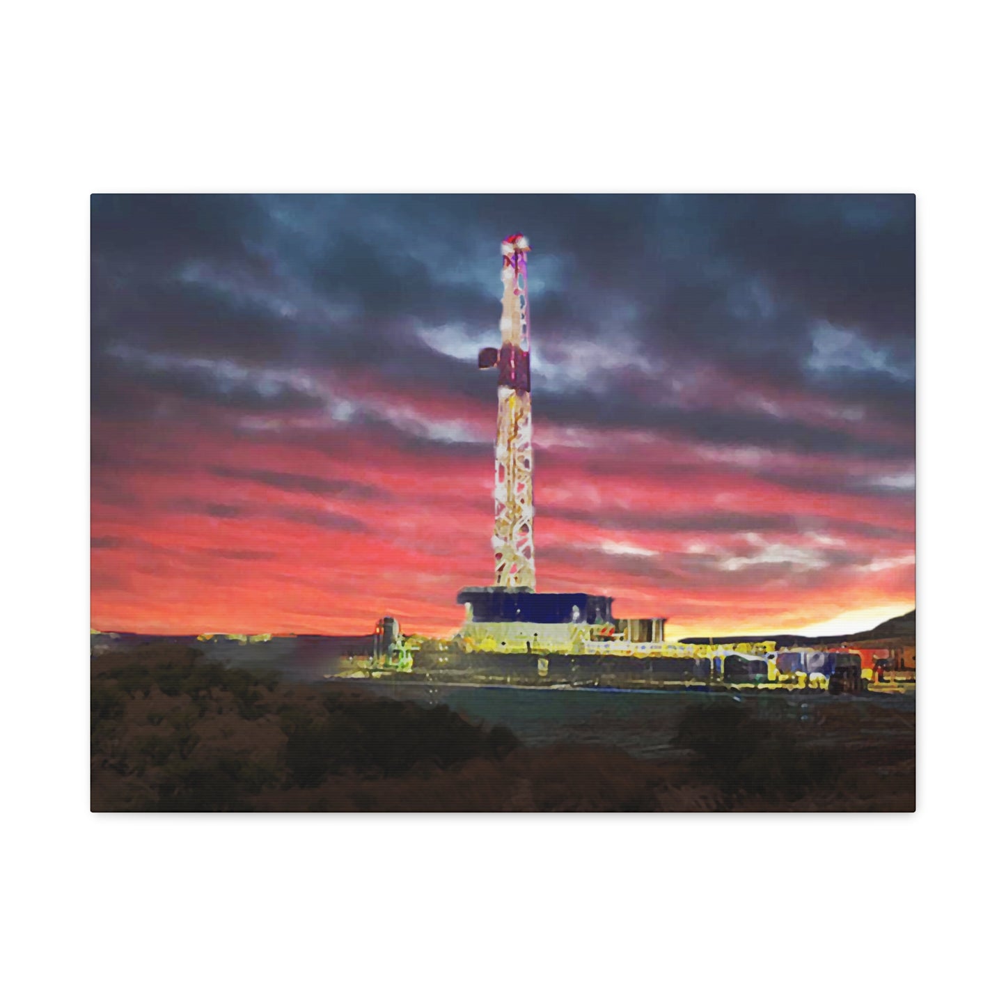 'Goodnight, Drilling Rig' Canvas Gallery Wrap