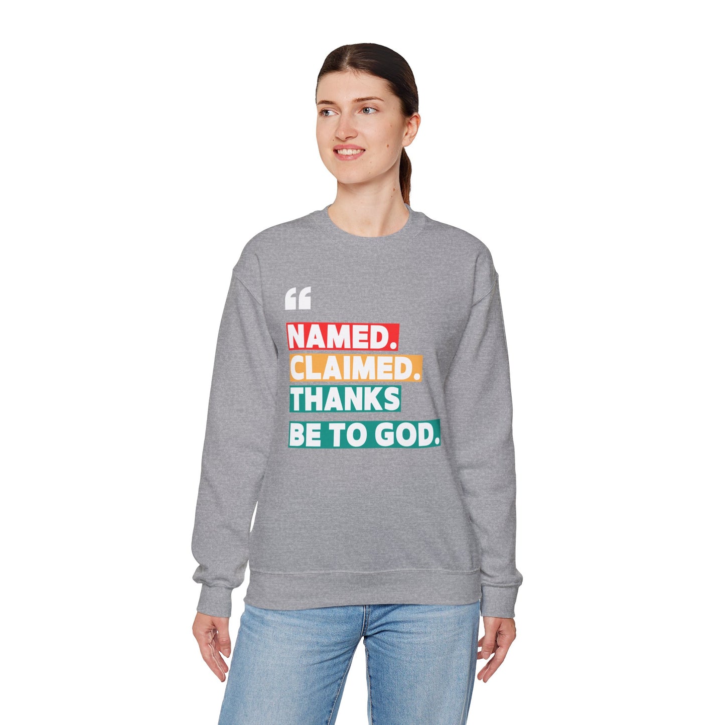 'Named, Claimed' Cozy Adult Sweatshirt