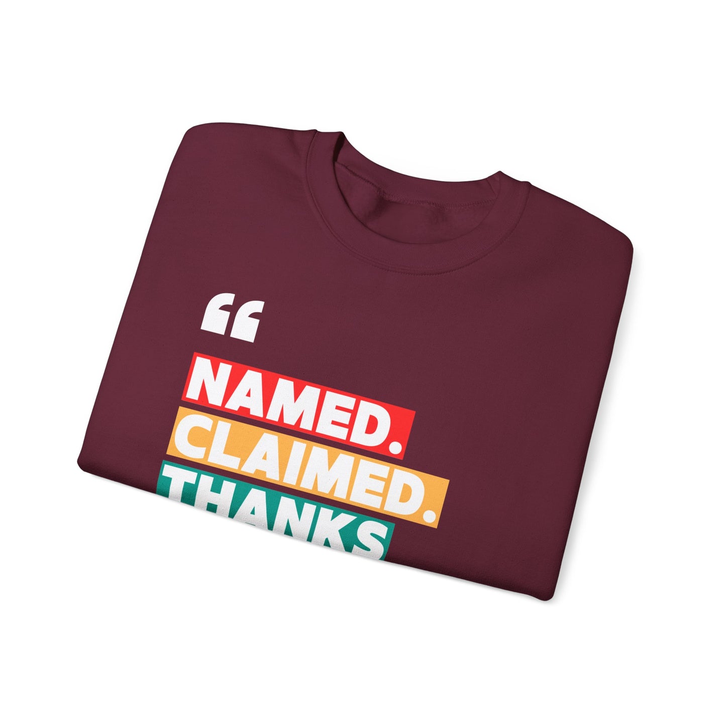'Named, Claimed' Cozy Adult Sweatshirt