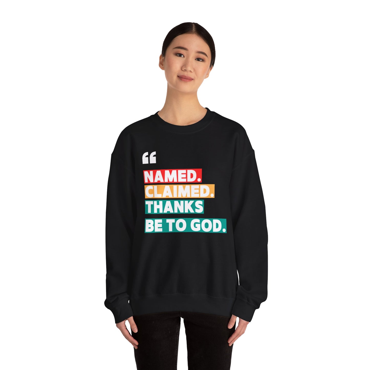 'Named, Claimed' Cozy Adult Sweatshirt