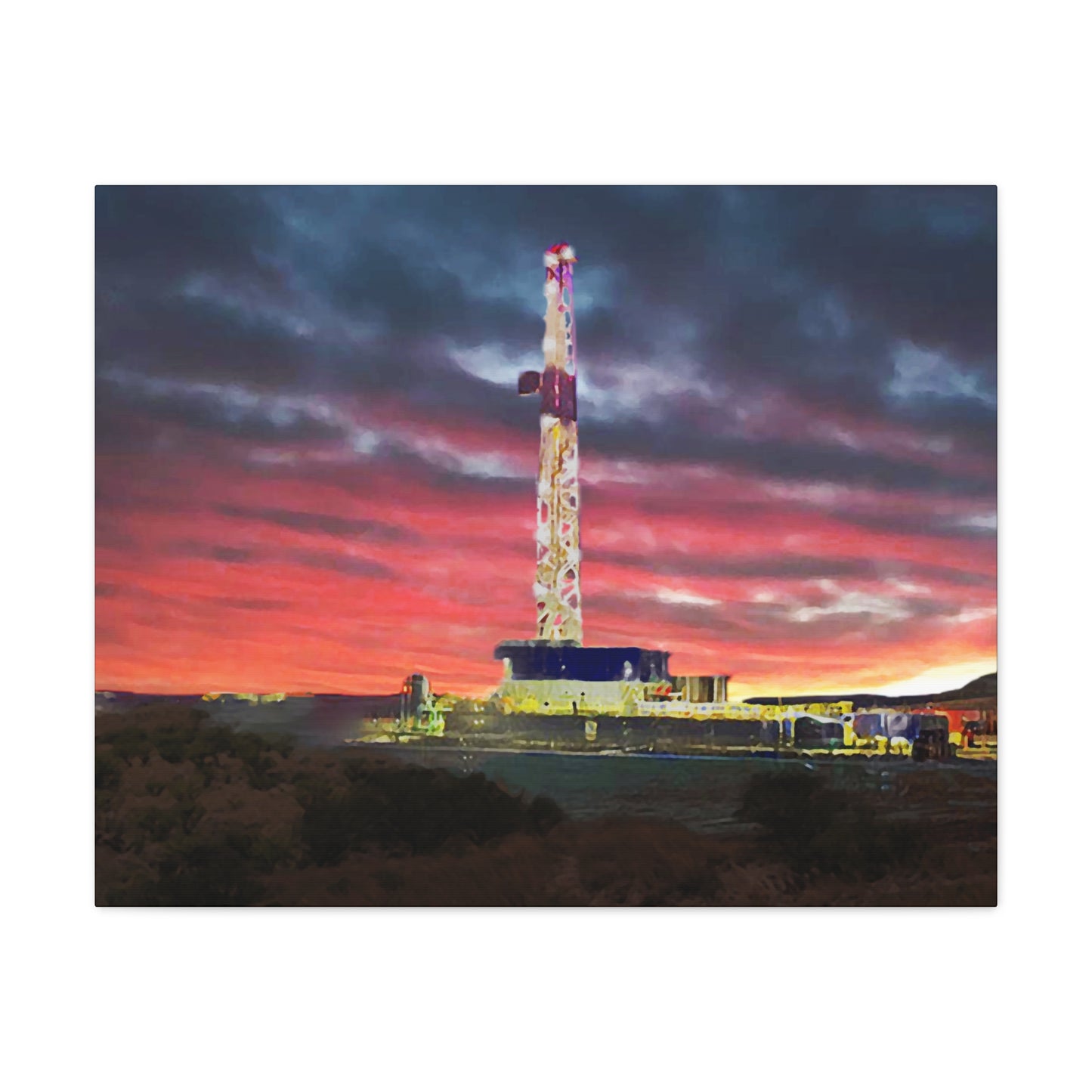 'Goodnight, Drilling Rig' Canvas Gallery Wrap