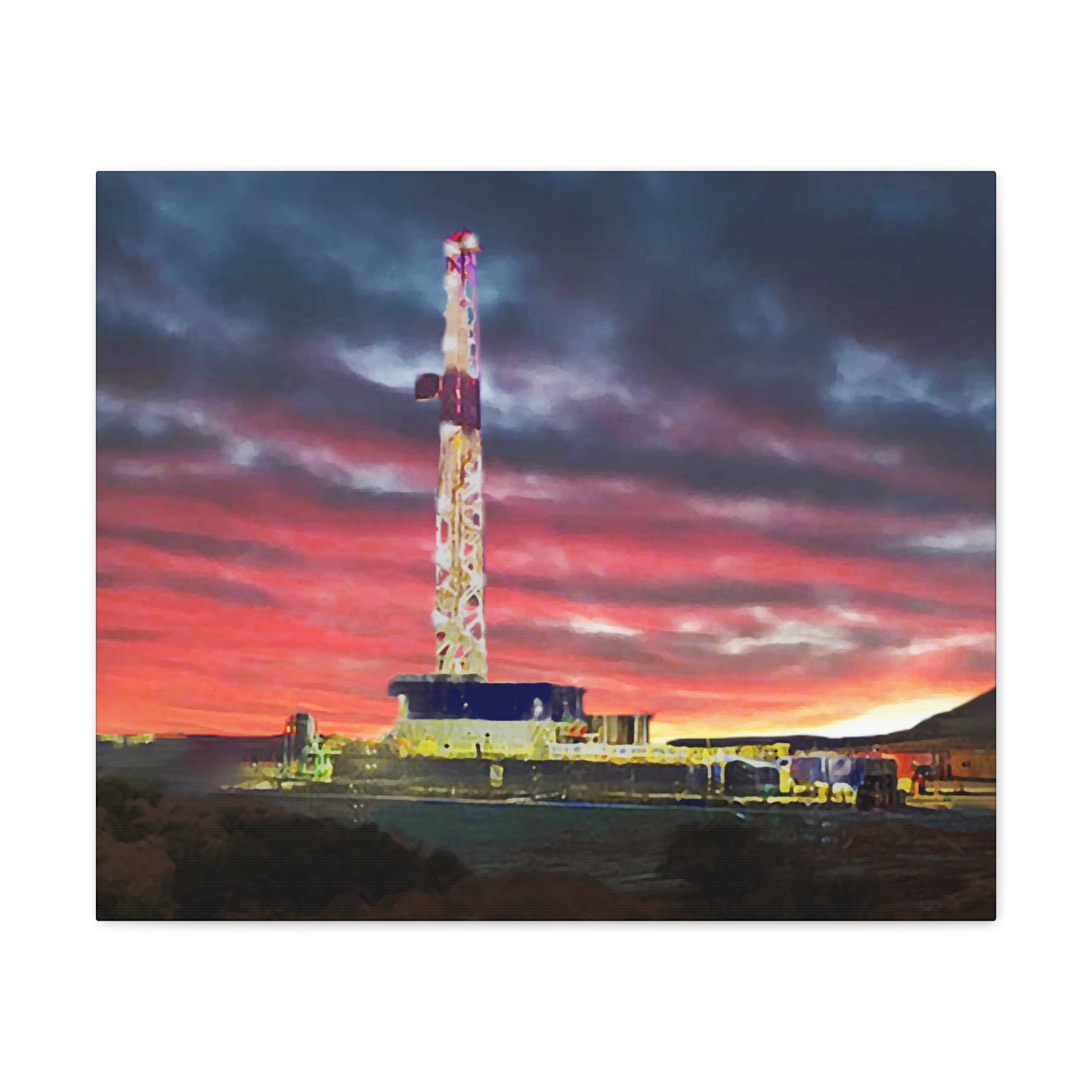 'Goodnight, Drilling Rig' Canvas Gallery Wrap