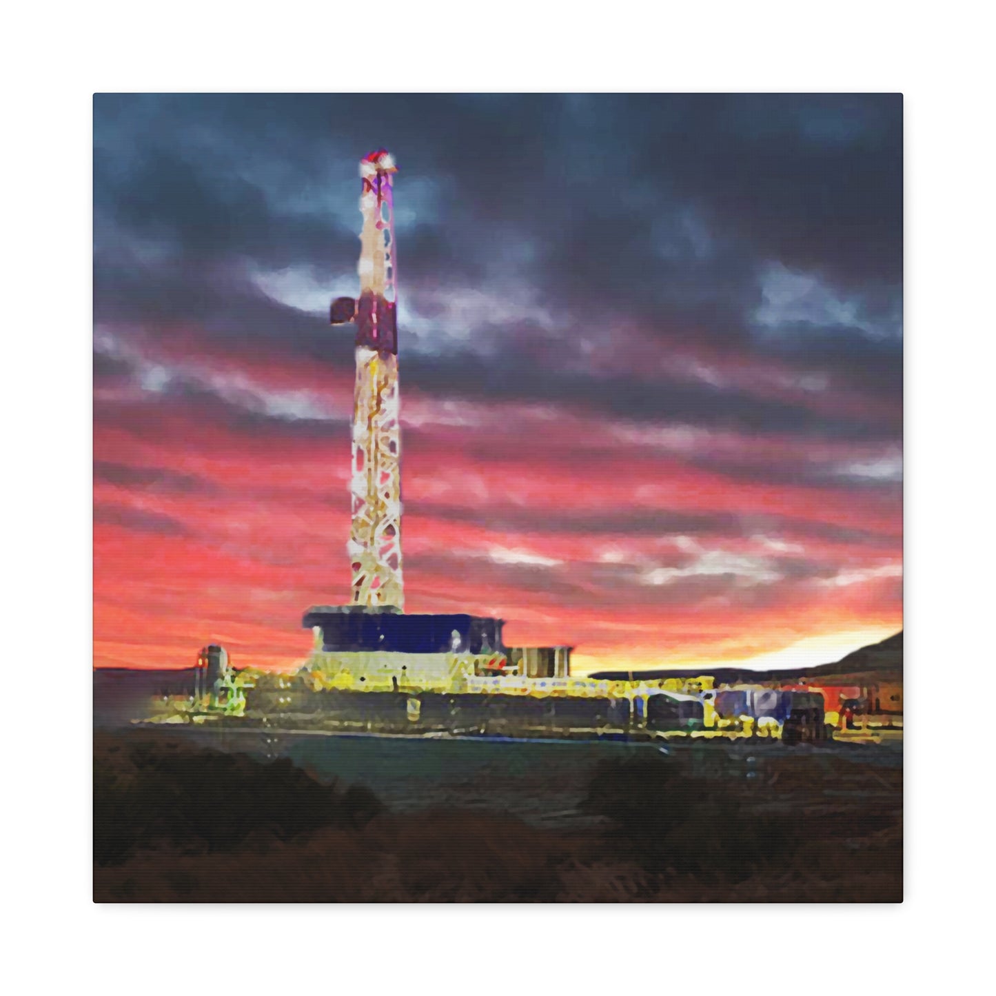 'Goodnight, Drilling Rig' Canvas Gallery Wrap