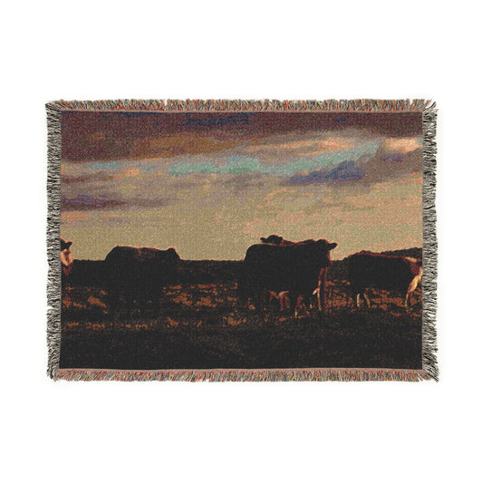 'Evening Cattle' Woven Blanket