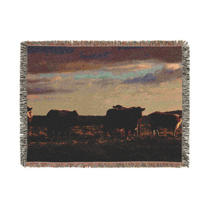 'Evening Cattle' Woven Blanket