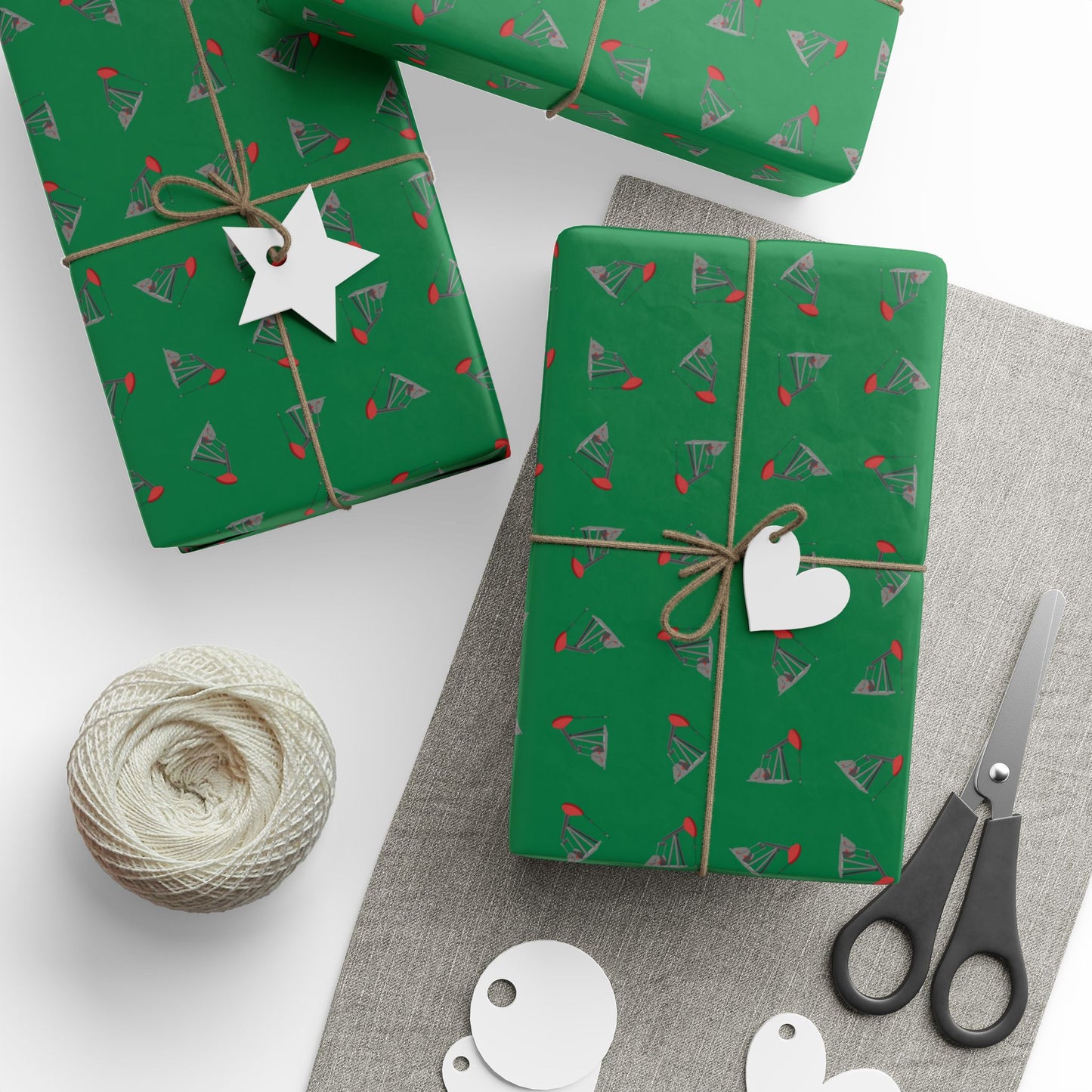 "Pumping Unit" Green Wrapping Paper