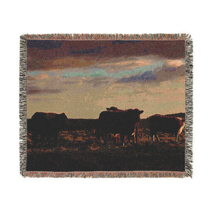 'Evening Cattle' Woven Blanket