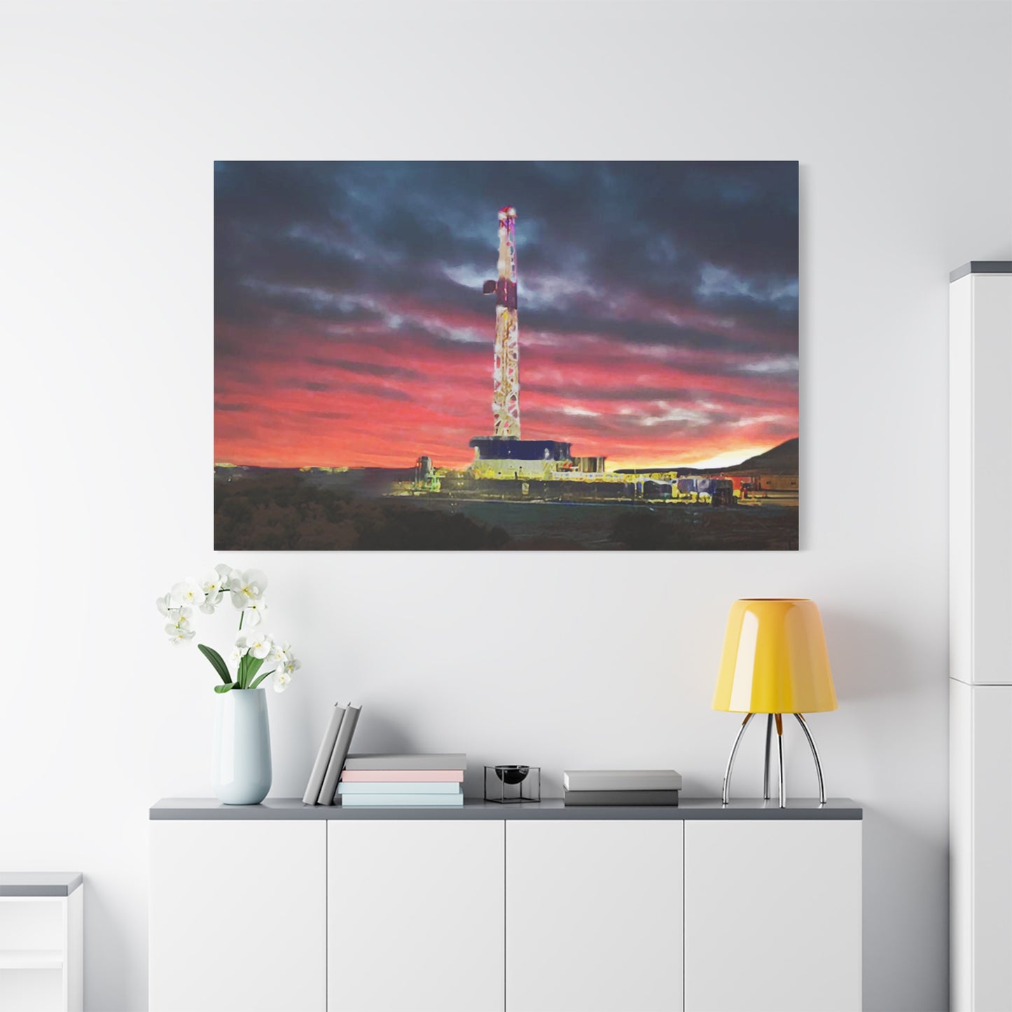 'Goodnight, Drilling Rig' Canvas Gallery Wrap