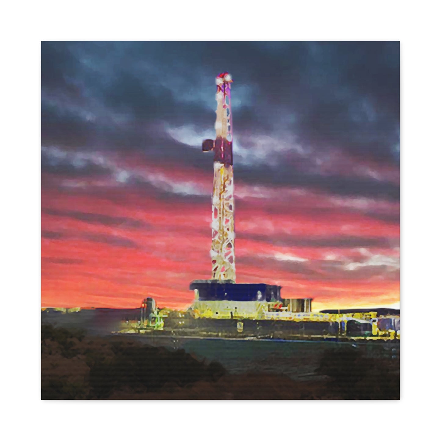 'Goodnight, Drilling Rig' Canvas Gallery Wrap