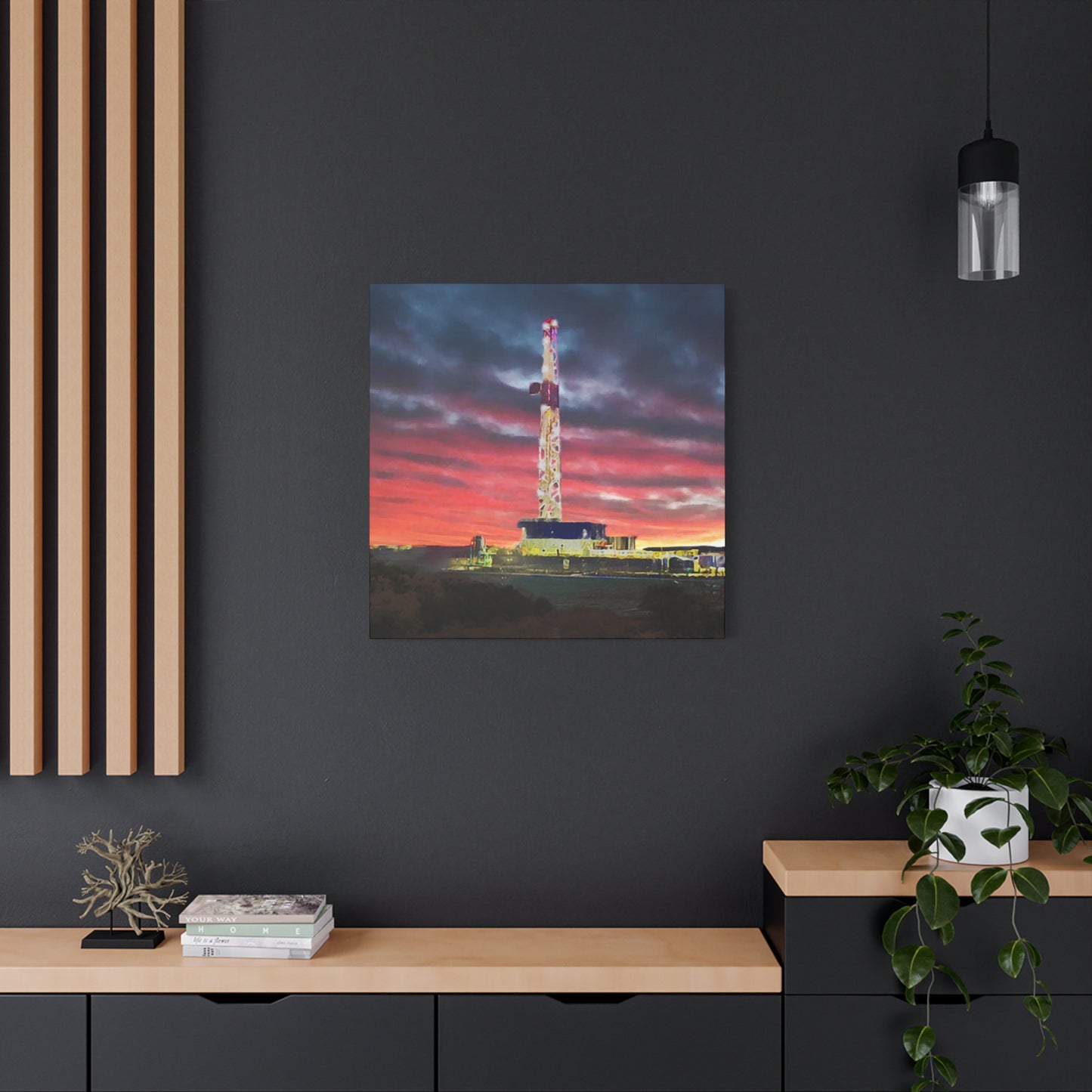 'Goodnight, Drilling Rig' Canvas Gallery Wrap