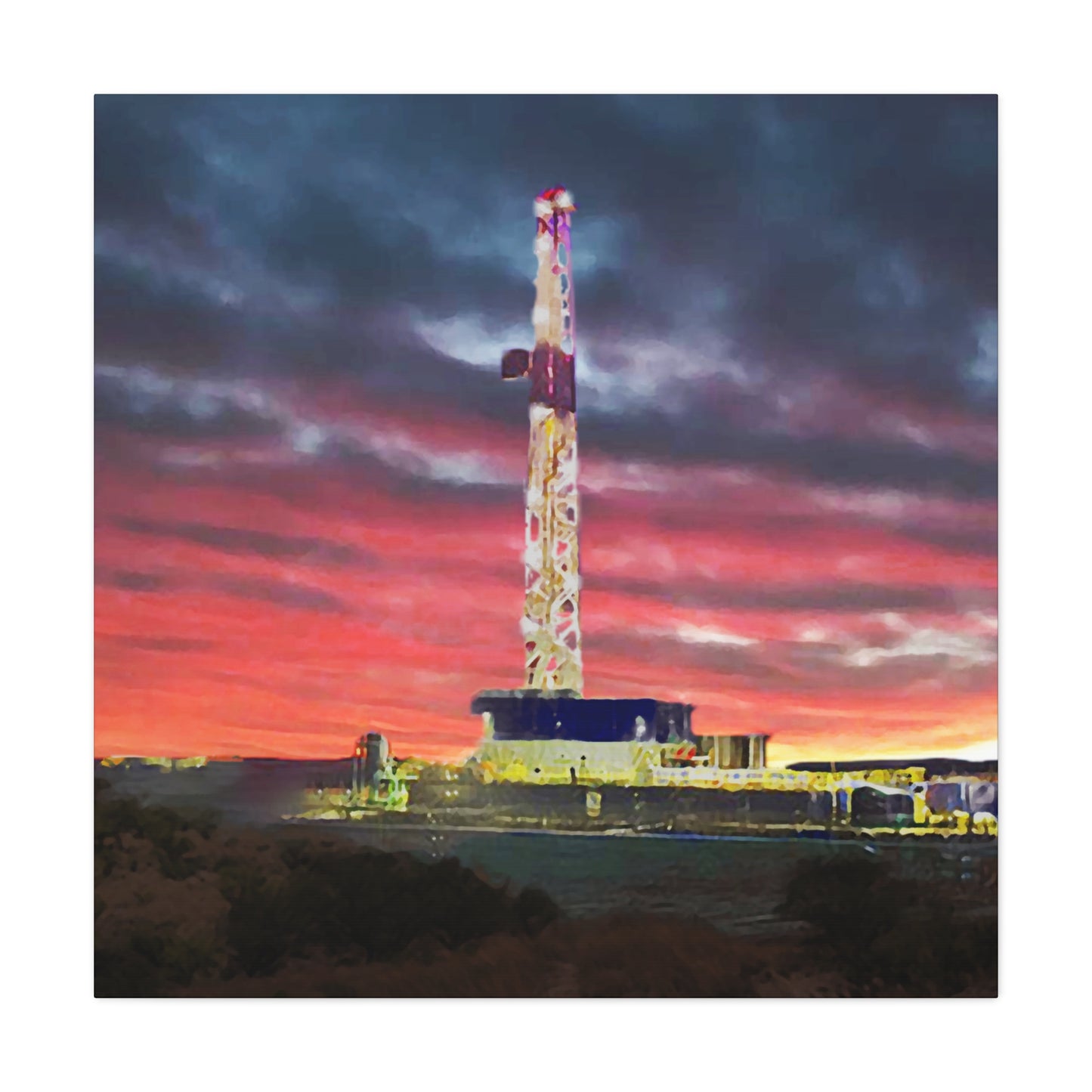 'Goodnight, Drilling Rig' Canvas Gallery Wrap