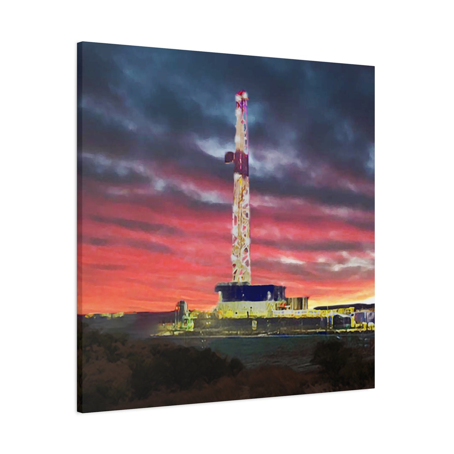 'Goodnight, Drilling Rig' Canvas Gallery Wrap