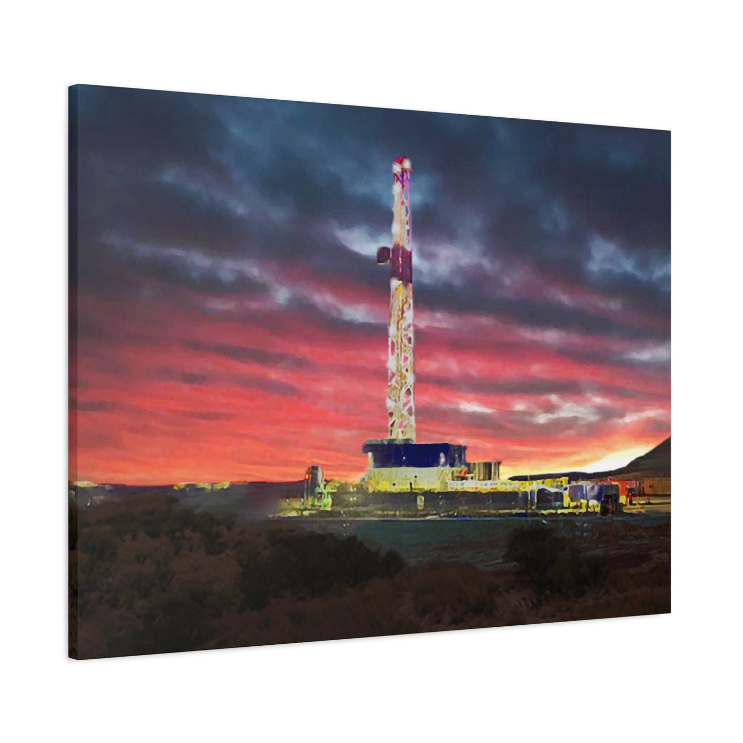 'Goodnight, Drilling Rig' Canvas Gallery Wrap