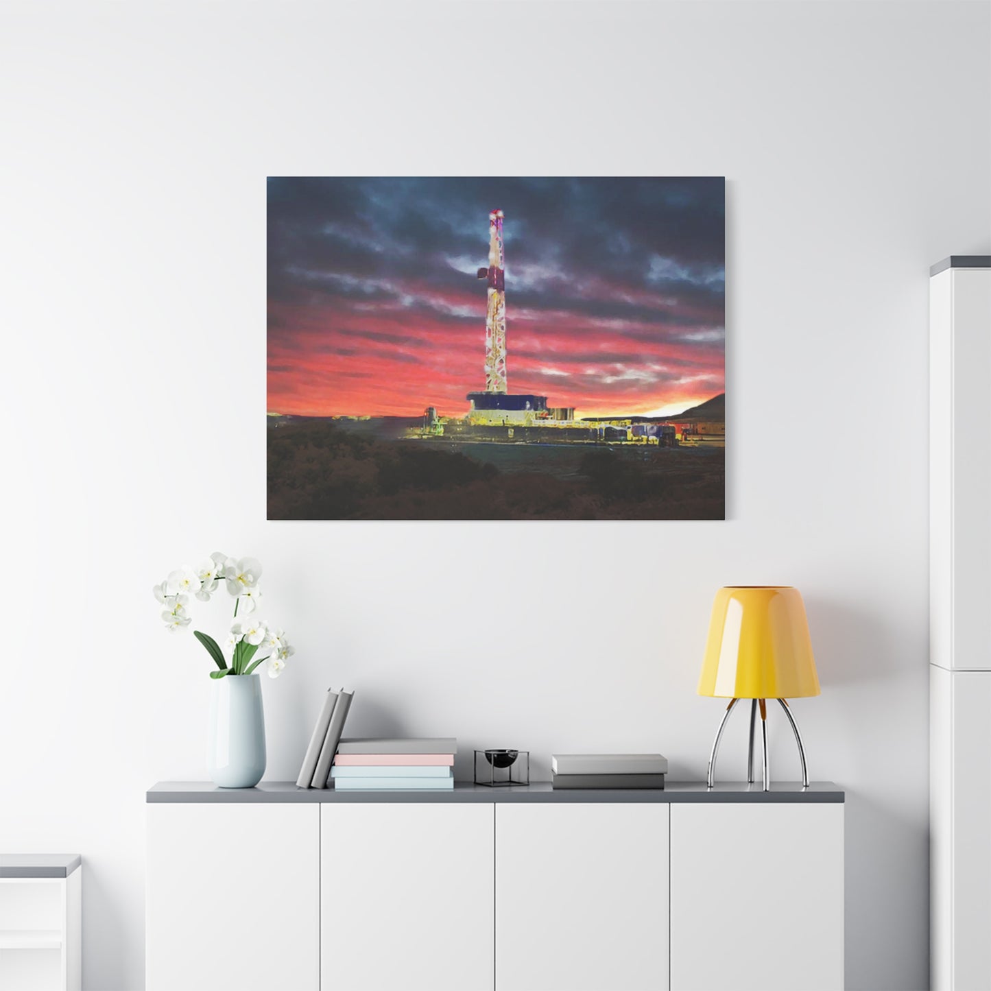 'Goodnight, Drilling Rig' Canvas Gallery Wrap