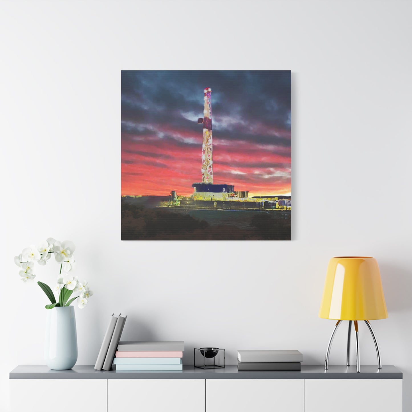 'Goodnight, Drilling Rig' Canvas Gallery Wrap