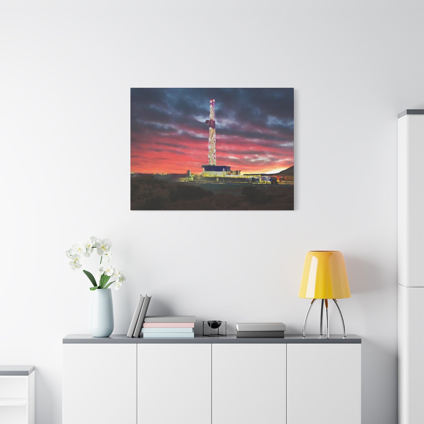 'Goodnight, Drilling Rig' Canvas Gallery Wrap