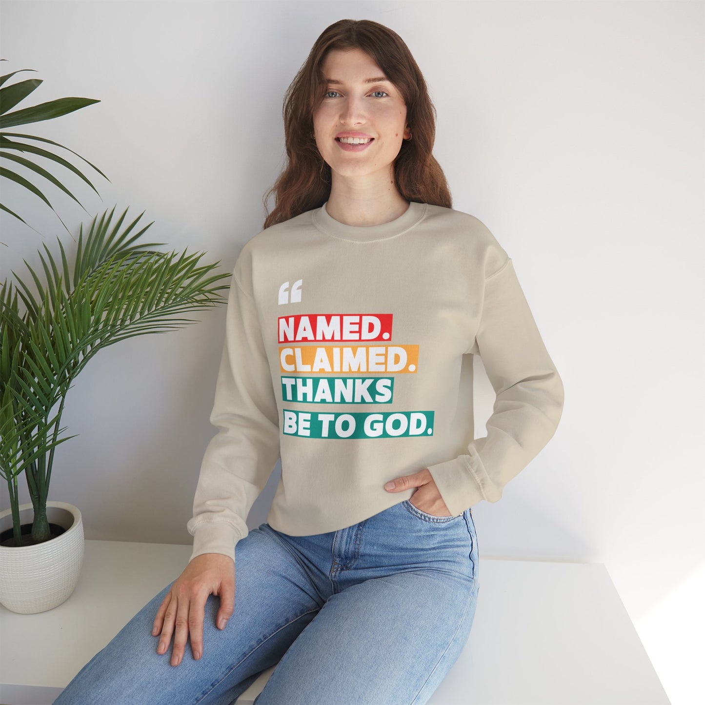 'Named, Claimed' Cozy Adult Sweatshirt