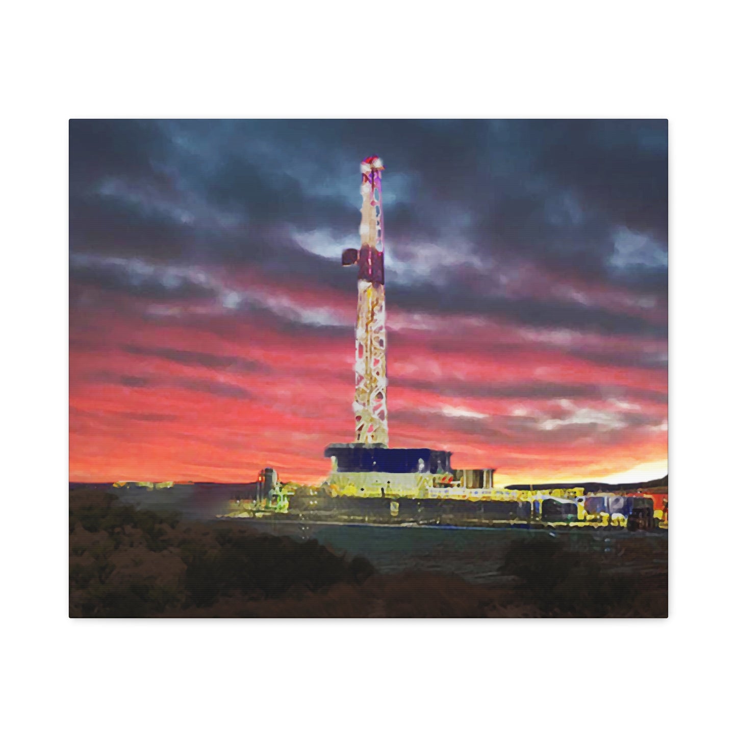 'Goodnight, Drilling Rig' Canvas Gallery Wrap