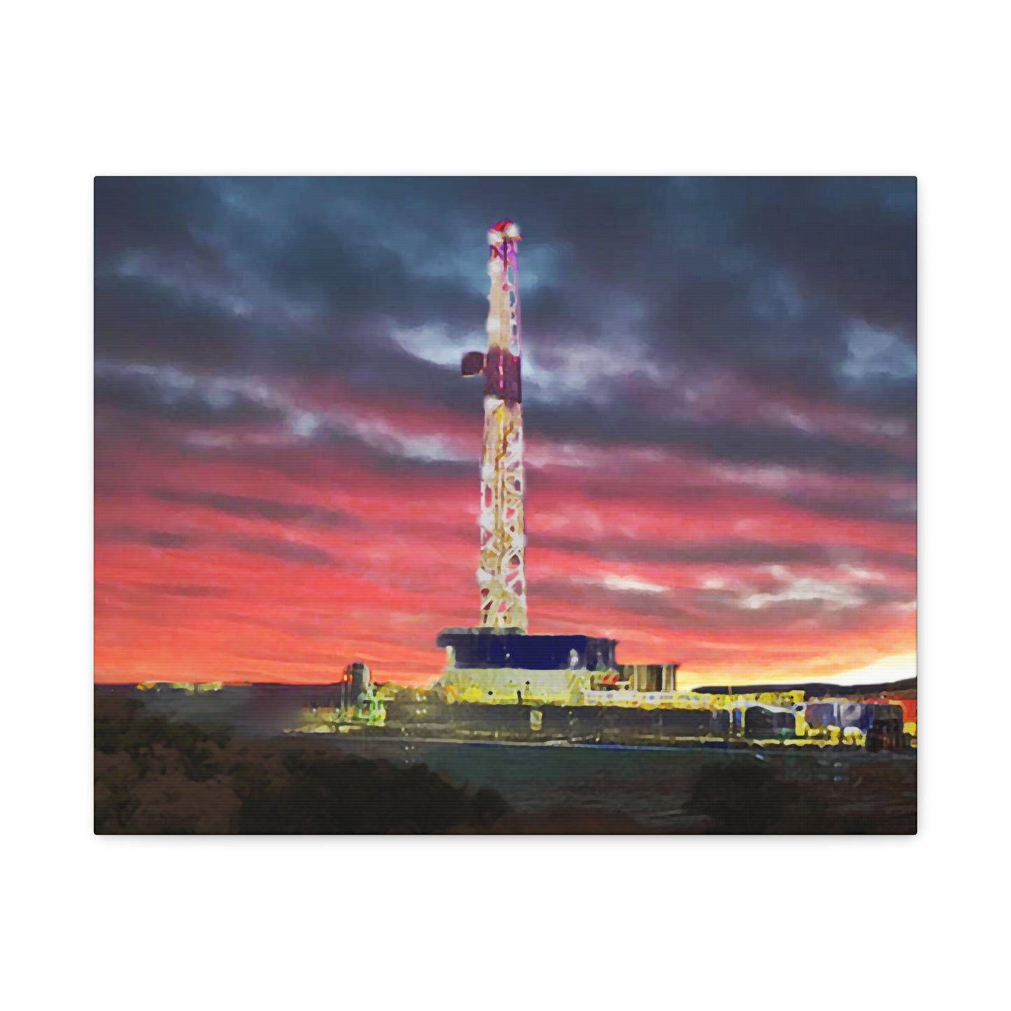 'Goodnight, Drilling Rig' Canvas Gallery Wrap