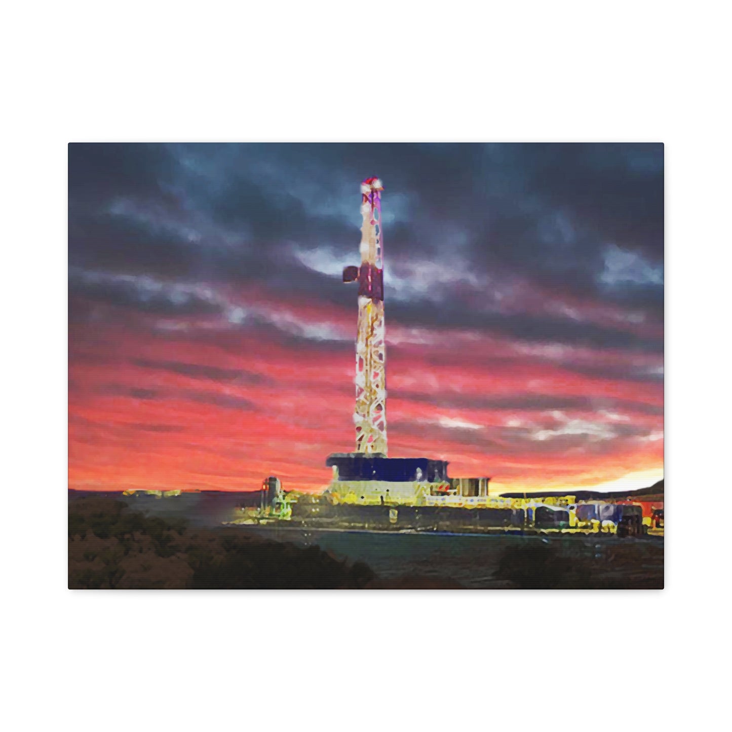 'Goodnight, Drilling Rig' Canvas Gallery Wrap