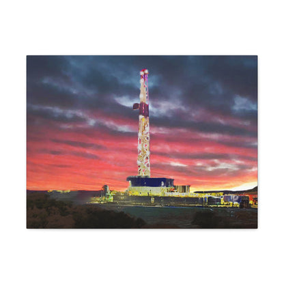 'Goodnight, Drilling Rig' Canvas Gallery Wrap