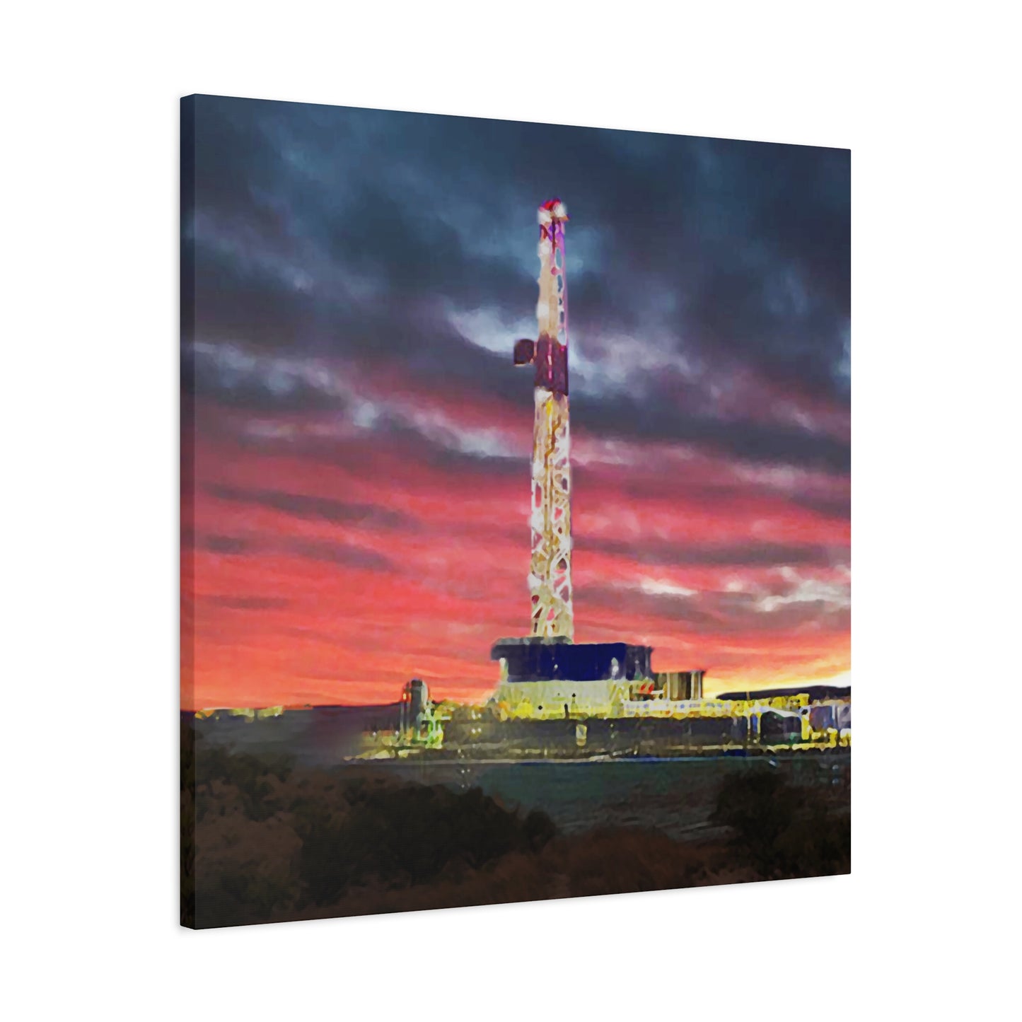 'Goodnight, Drilling Rig' Canvas Gallery Wrap