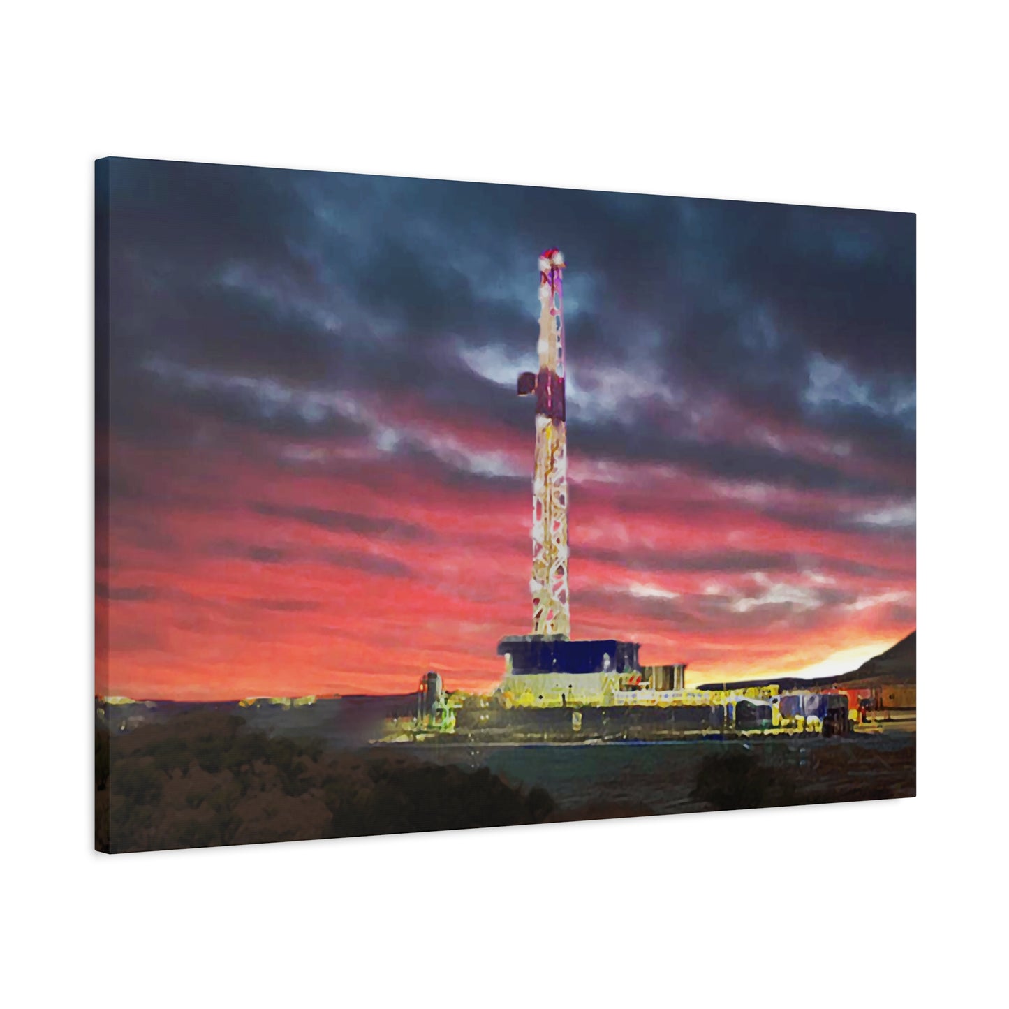 'Goodnight, Drilling Rig' Canvas Gallery Wrap