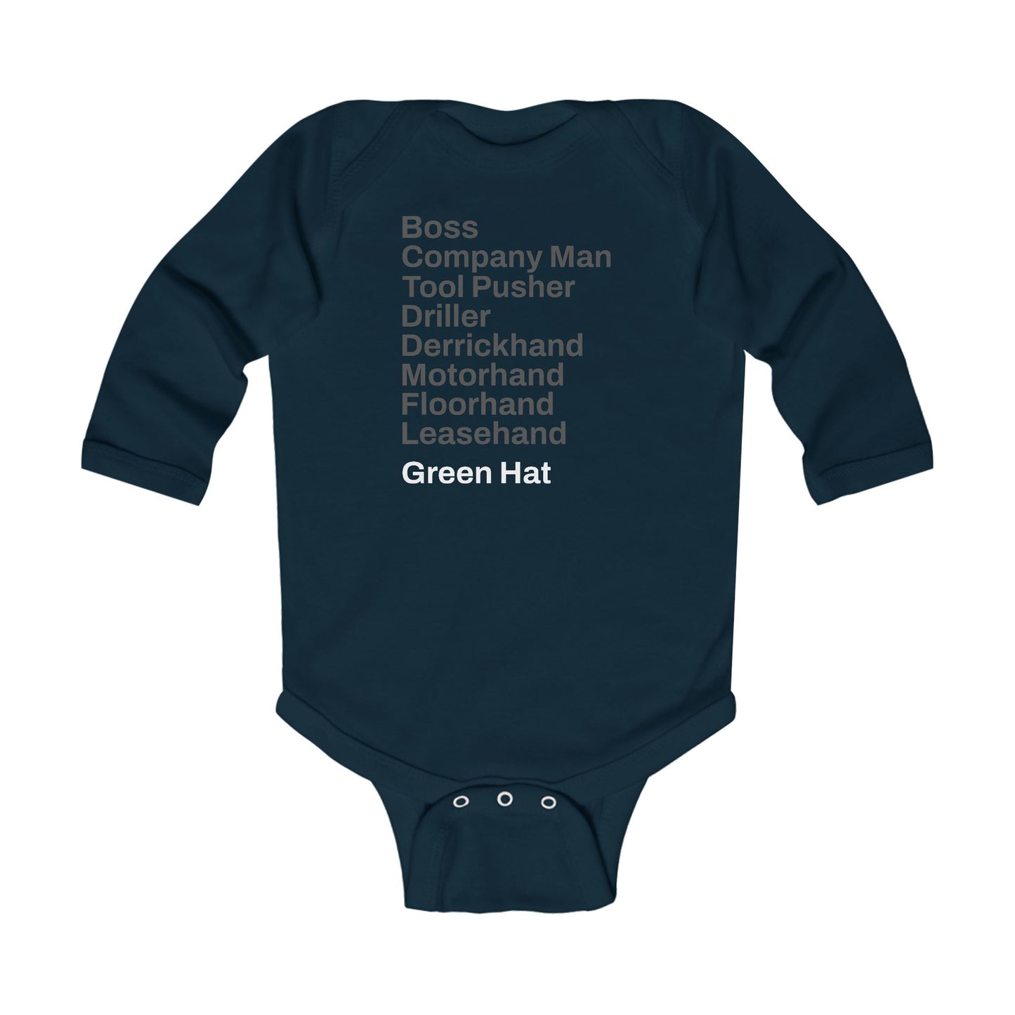 Rig Crew Series 'Green Hat' - Infant Long Sleeve Onesie