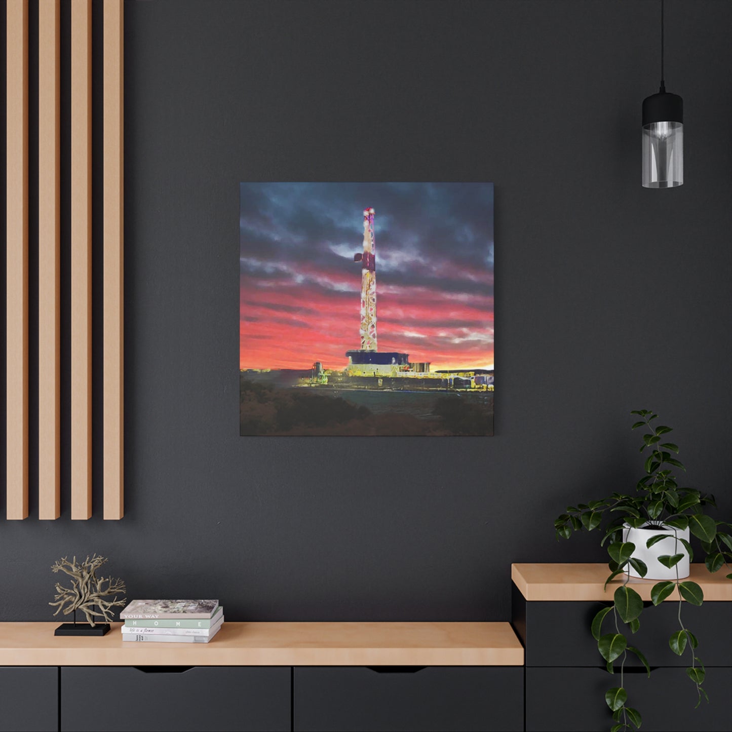 'Goodnight, Drilling Rig' Canvas Gallery Wrap