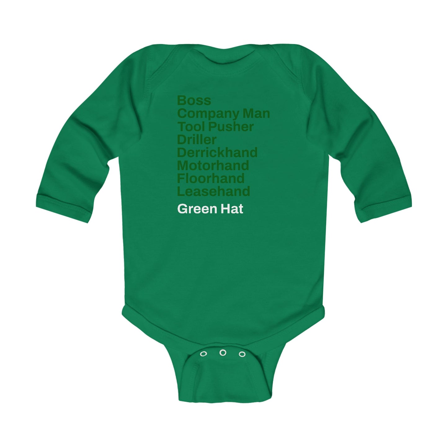 Rig Crew Series 'Green Hat' - Infant Long Sleeve Onesie