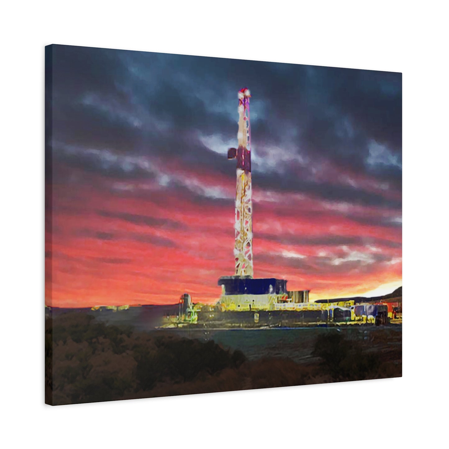 'Goodnight, Drilling Rig' Canvas Gallery Wrap